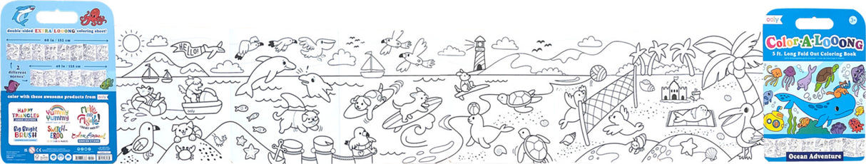 Color-A-Looong 5' Fold Out Kids Coloring Book - Ocean Adventure
