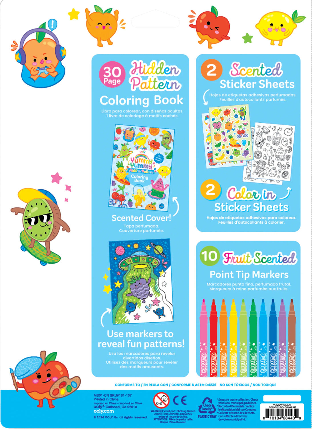Yummy Yummy Scented Coloring Kit - Markers Stickers Coloring Book