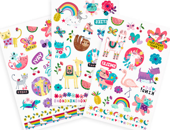 Tattoo-palooza Temporary Tattoos Funtastic Friends 3 Sheets
