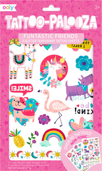 Tattoo-palooza Temporary Tattoos Funtastic Friends 3 Sheets