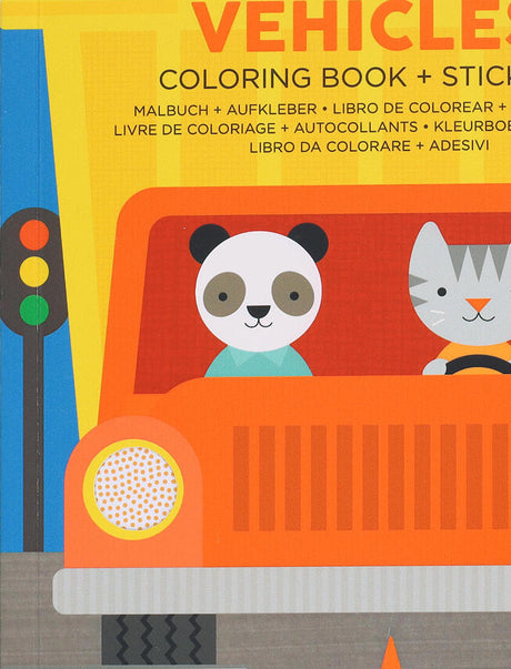 Vehicles Coloring Book + Stickers
