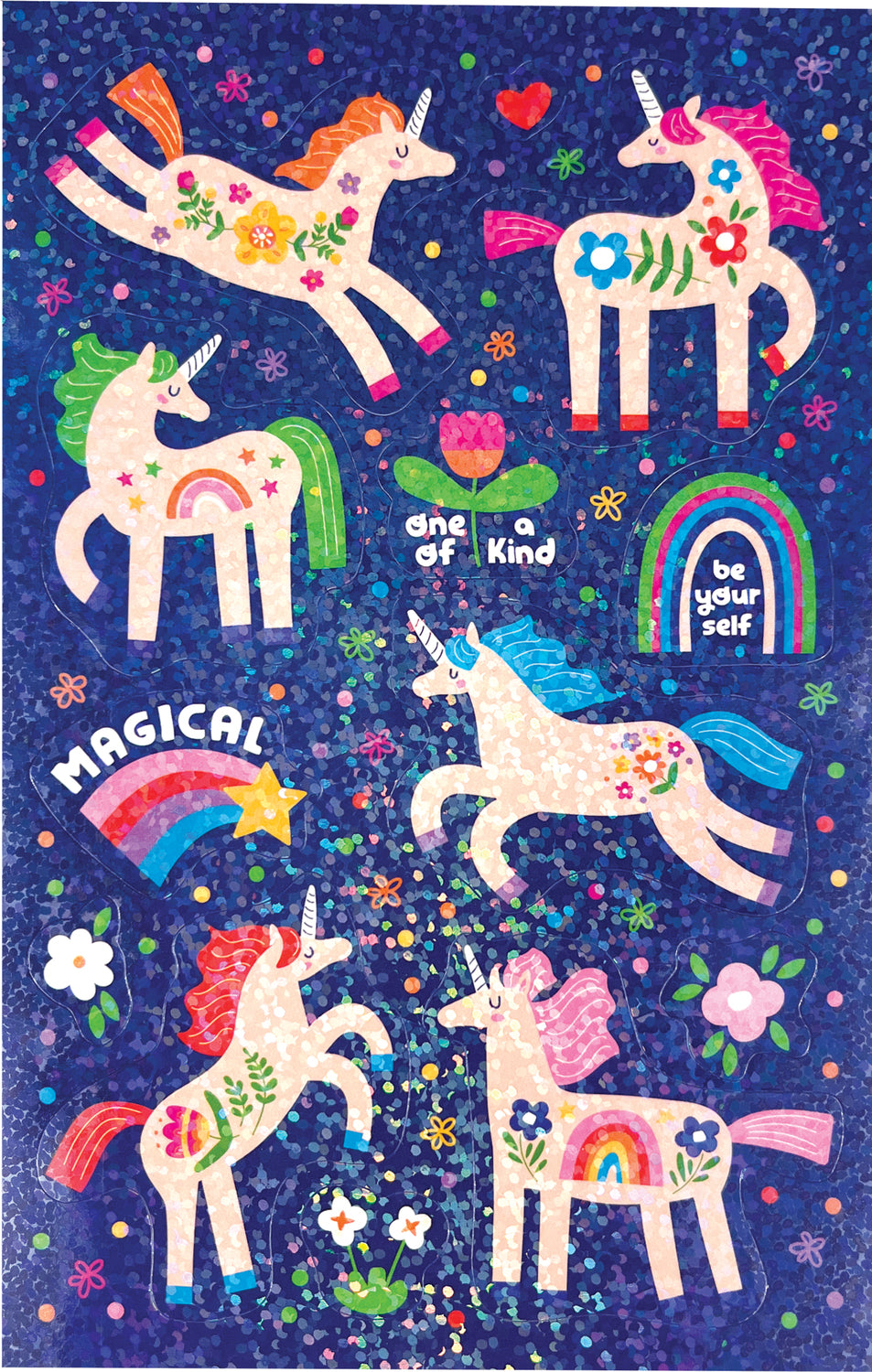 Stickiville Standard - Magical Unicorns (Holographic Glitter)