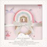 Chateau Magique Swaddle and Rainbow Rattle Gift Set