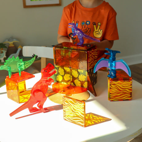 MAGNA-TILES Dino World 40-Piece Magnetic Construction Set, The ORIGINAL Magnetic Building Brand